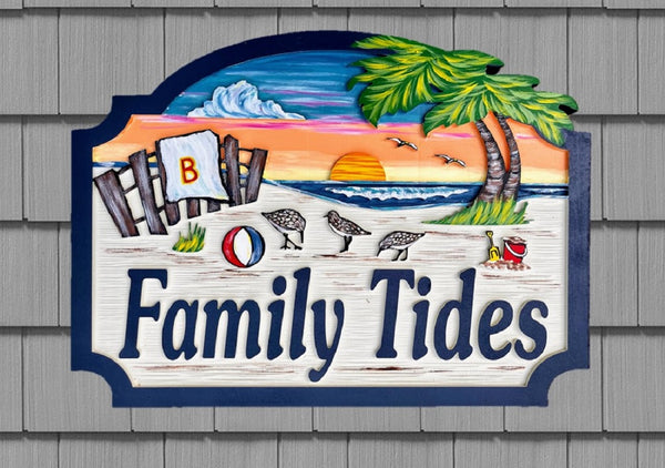 Beach House Signs with Fence, Personalized House Signs (BH17)