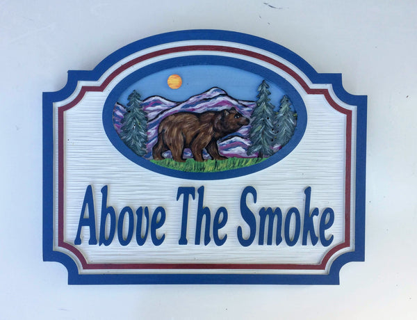 Mountain House Signs with Bear,  Personalized House Signs (MH02)