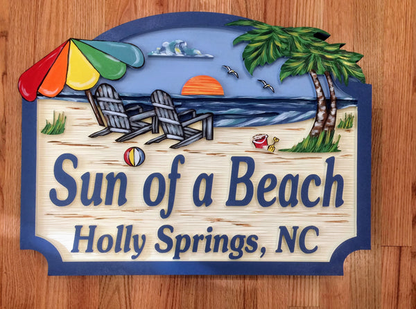 Beach House Signs with chairs , Personalized House Signs BH03