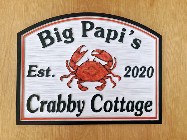 Beach House Signs with Crab, Personalized House Signs, (BH47)