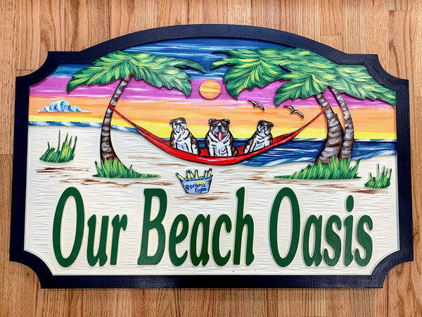 Beach House Signs with Hammock, Personalized House Signs BH07