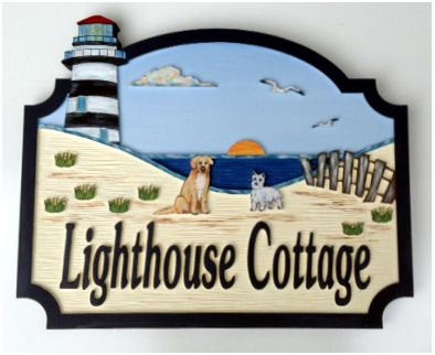 Beach House Signs - Lighthouse, Personalized House Signs (BH19)