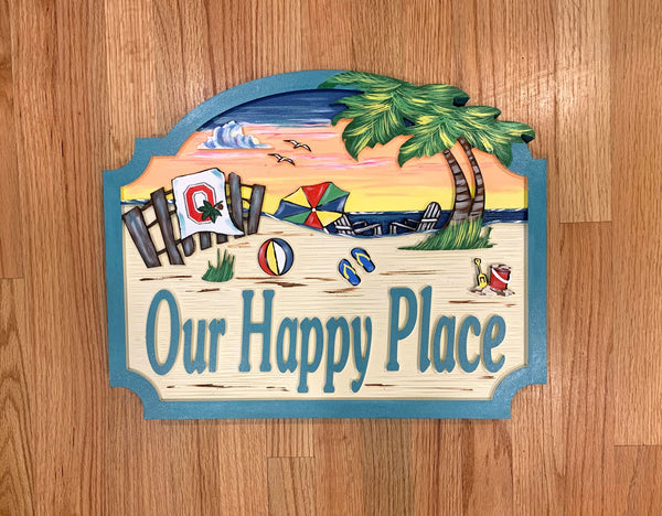 Beach House Signs with Fence, Personalized House Signs (BH17)