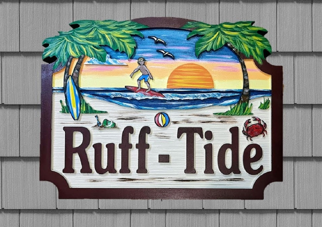 Beach House Signs - Surfing, Personalized House Signs - BH104
