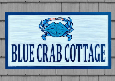 Beach House Signs, Blue Crab, Personalized House Signs - BH103