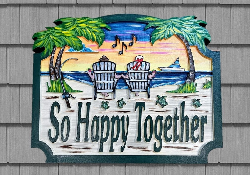 Beach House Signs - Beach Chairs, Personalized House Signs - BH98