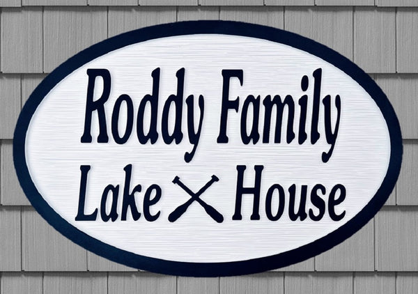 Lake House Signs with Boat Oars, Personalized House Signs LH06