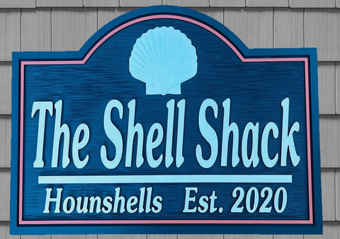 Beach House Signs with Shell, Personalized House Signs, (TC08)