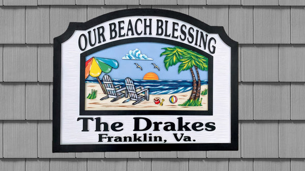 Beach House Signs with Chairs Personalized House Signs BH12