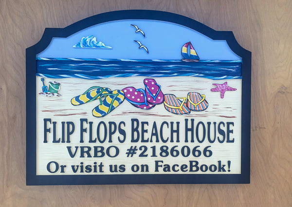 Beach House Signs - Flip Flops, Personalized House Signs BH68