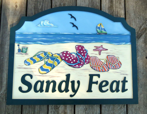 Beach House Signs - Flip Flops, Personalized House Signs BH68