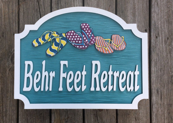 Beach House Signs with Flip Flops, Personalized House Signs BH60