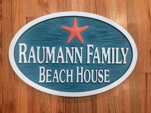 Beach House Signs with Starfish, Personalized House Signs BH08