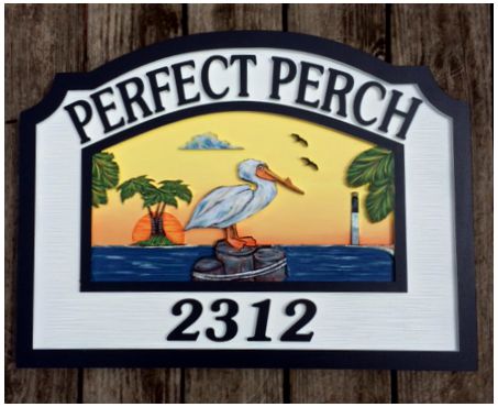 Beach House Signs with Pelican, Personalized House Signs (BH23)