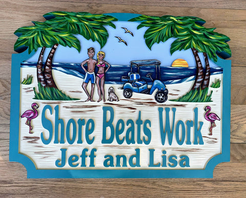 Beach House Signs - Golf Cart, Personalized House Signs - BH55