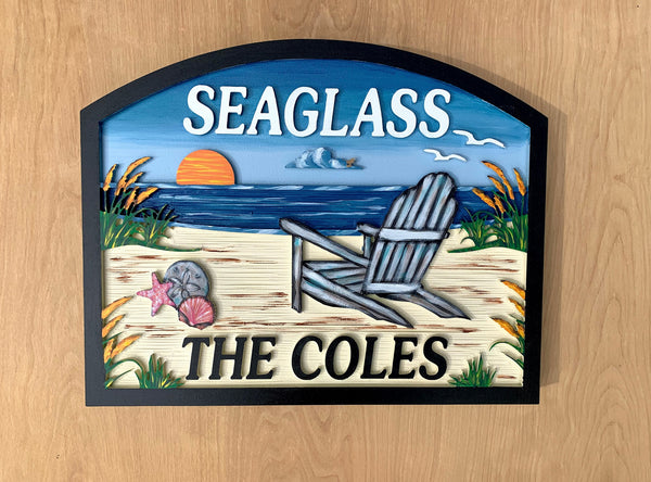Beach House Signs - Chair, Personalized House Signs - BH51