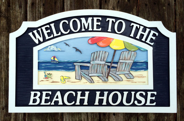 Beach House Signs with Chairs, Personalized House Signs BH06