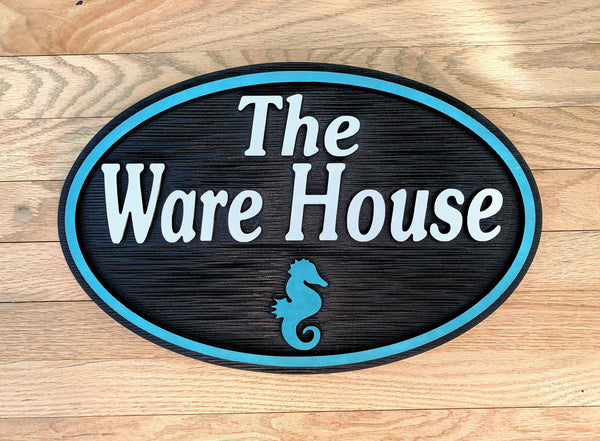 Beach House Signs - Seahorse,  Personalized House Signs BH74
