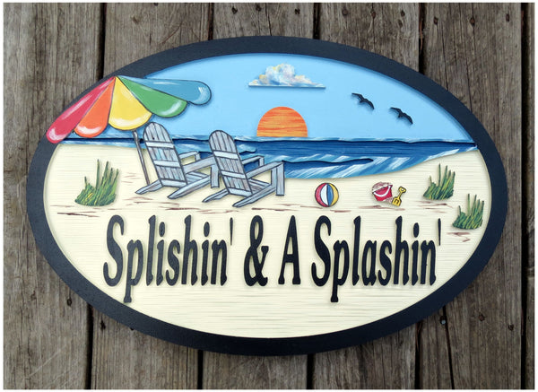 Beach House Signs with chairs , Personalized House Signs BH02