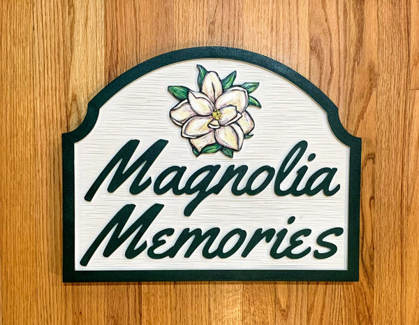 Misc. Sign with Magnolia leaf,  Personalized House Signs MS05