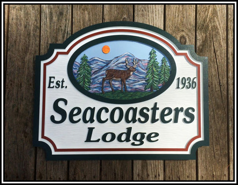 Mountain House Signs with Deer, Personalized House Signs (MH01)