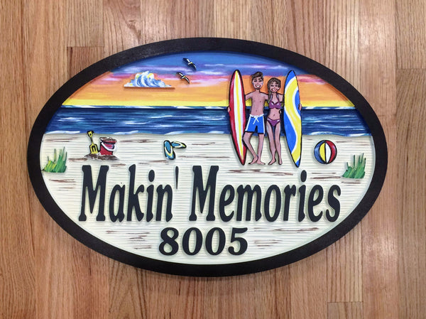 Beach House Signs - Surfing,  Personalized House Signs (BH31)
