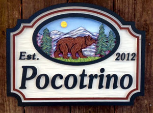 Mountain House Signs with Bear,  Personalized House Signs (MH02)