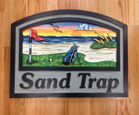 Beach House Signs - Golf, Personalized House Signs (BH38)