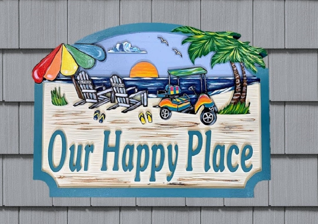 Beach House Signs - Golf Cart, Personalized House Signs - BH73