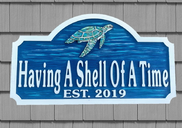 Beach House Signs - Sea Turtle, Personalized House Signs - BH88