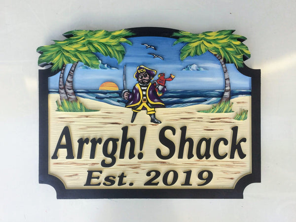 Beach House Signs with Pirate, Personalized House Signs BH01