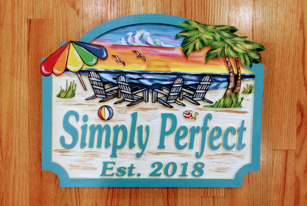 Beach House Signs with Chairs, Personalized House Signs (BH20)