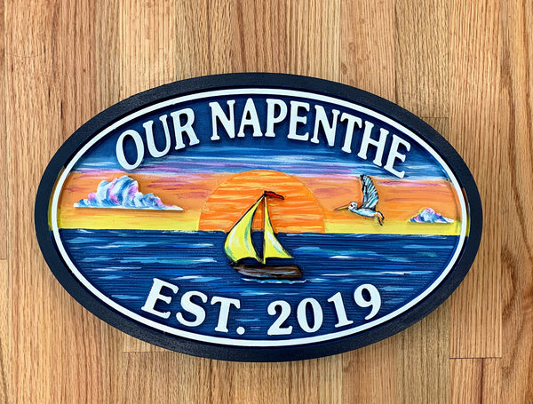Beach House Signs - Sailboat,  Personalized House Signs BH40