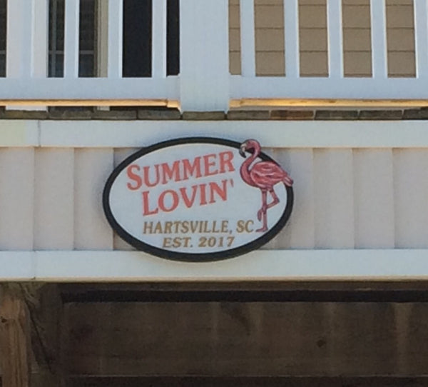 Beach House Signs - Flamingo, Personalized House Signs - BH59