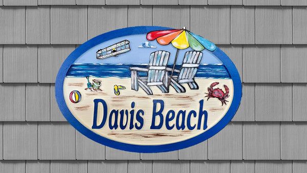 Beach House Signs with Chairs, Personalized House Signs (BH22)