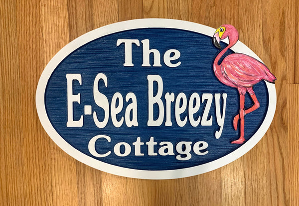 Beach House Signs - Flamingo, Personalized House Signs - BH59