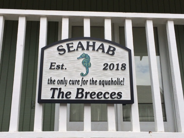 Beach House Signs - Seahorse, Personalized House Signs - BH77