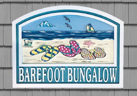 Beach House Signs with Flip Flops, Personalized House Signs BH89