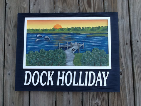 Lake House Signs - Dock, Personalized House Signs - LH05