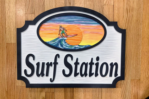 Beach House Signs with Surfer Personalized House Signs BH14