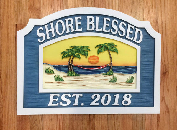 Beach House Signs - Hammock, Personalized House Sign BH45