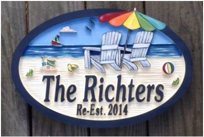 Beach House Signs with Chairs, Personalized House Signs (BH22)