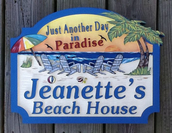 Beach House Signs with Chairs, Personalized House Signs (BH20)