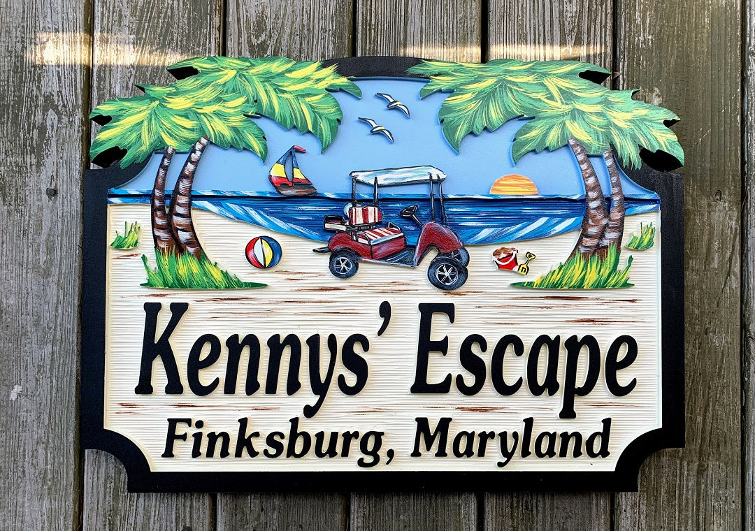 Beach House Signs - Golf Cart, Personalized House Signs - BH25